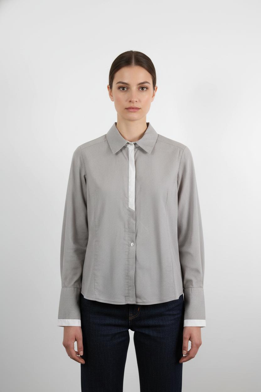 Chemise Grise et Blanche - Taille M/38