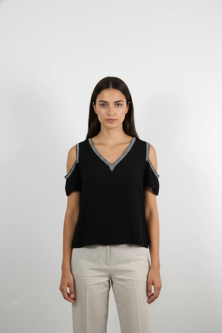 Blouse Noire et Blanche - Taille L/40