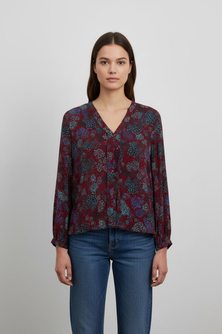 Blouse Bordeaux et Bleu - Taille S/36