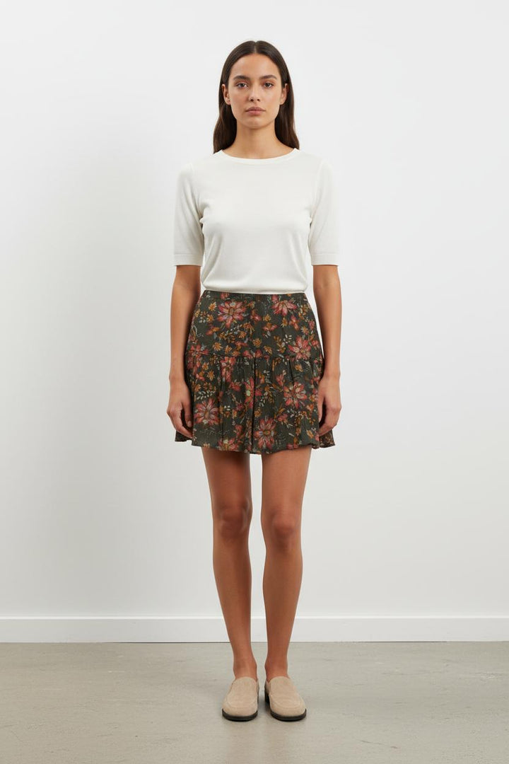 Jupe Fleurie Verte et Rouge - Taille M/38
