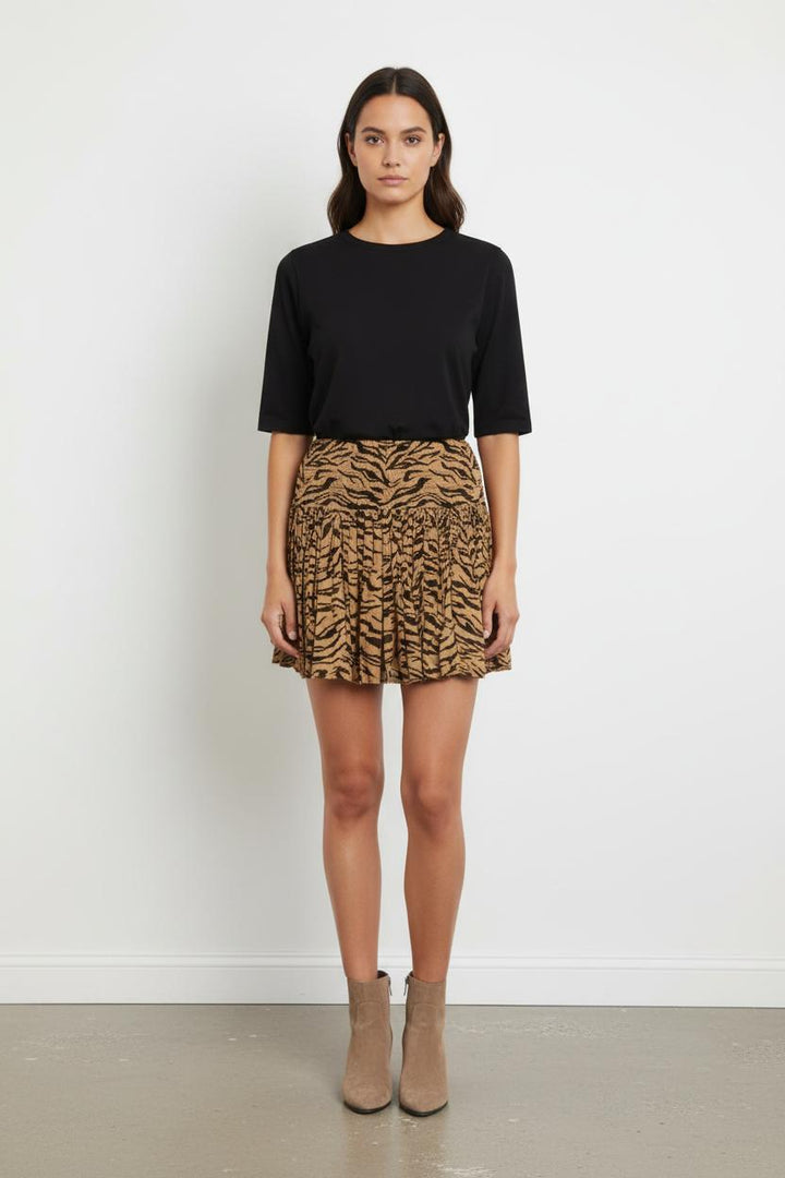 Jupe Courte Beige et Noire - Taille S/36