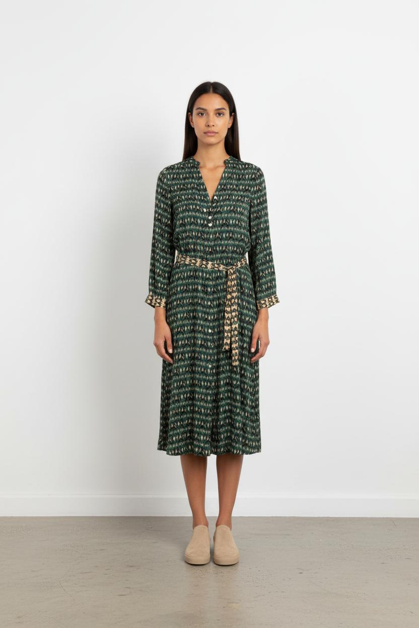 Robe Longue Verte et Beige - Taille S/36