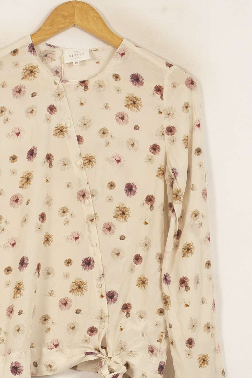 Blouse Fleurie Beige - Taille S/36 de la marque Sézane | PARAD50693 - Vendu par Paradigme - Image 3