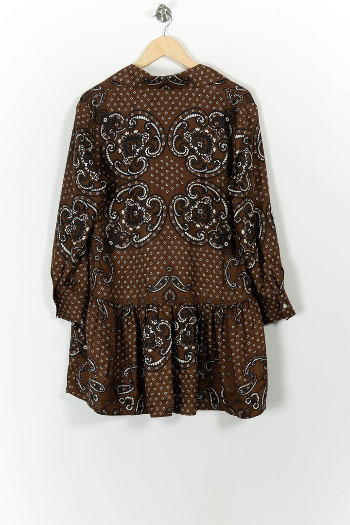 Robe Imprimée Marron - Taille S/36 de la marque Sandro | PARAD50694 - Vendu par Paradigme - Image 4