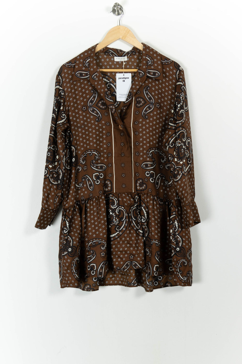 Robe Imprimée Marron - Taille S/36 de la marque Sandro | PARAD50694 - Vendu par Paradigme - Image 2
