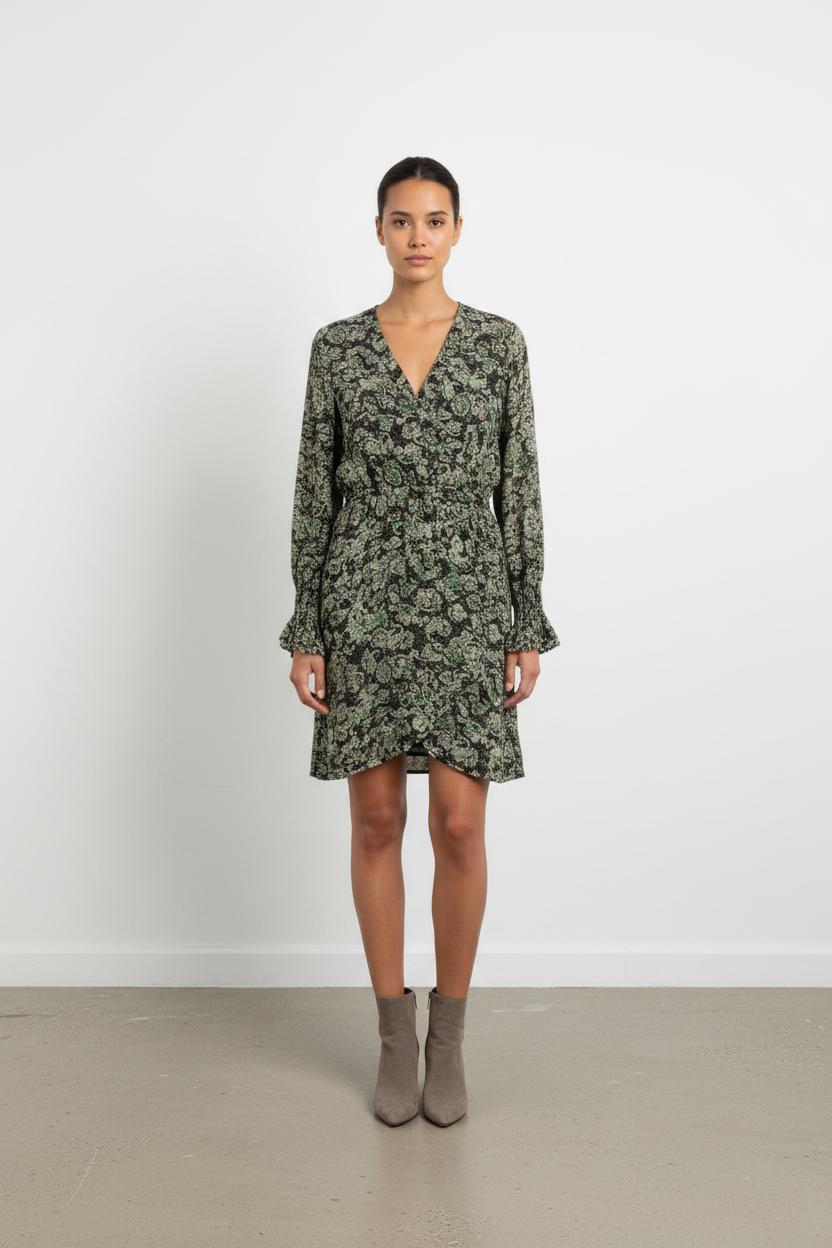 Robe Imprimée Verte et Noire - Taille S/36