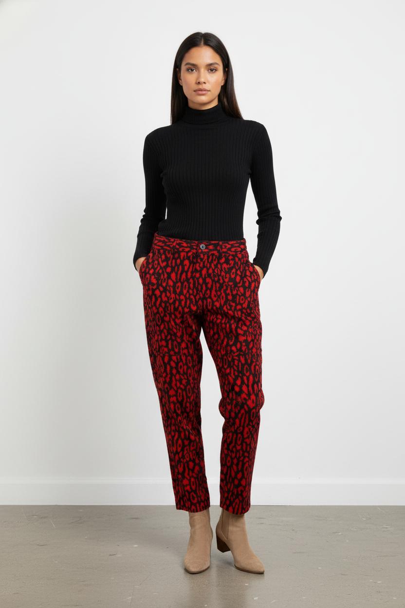 Pantalon Léopard Rouge et Noir - Taille S/36