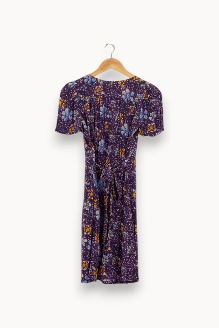 Robe Fleurie Violette et Bleue - Taille S/36 de la marque Sessùn | PARAD50756 - Vendu par Paradigme - Image 4