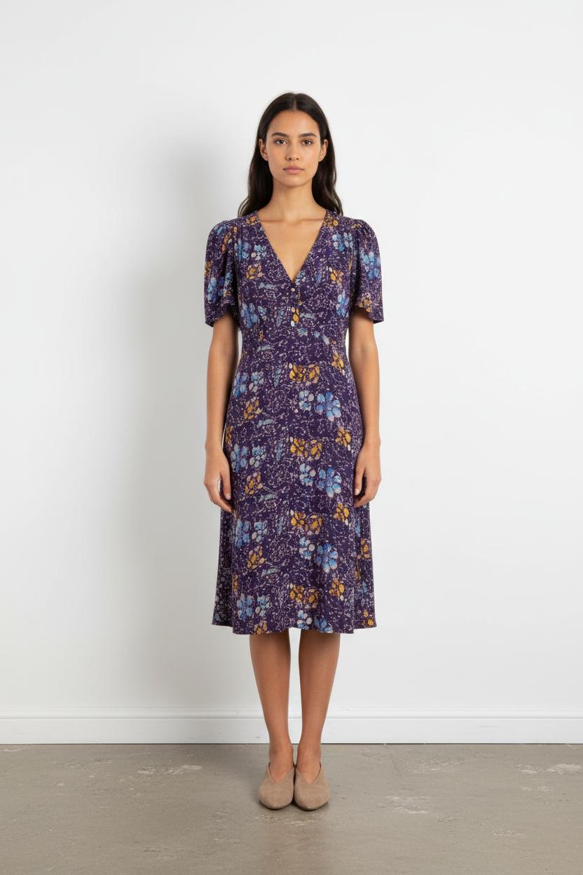 Robe Fleurie Violette et Bleue - Taille S/36
