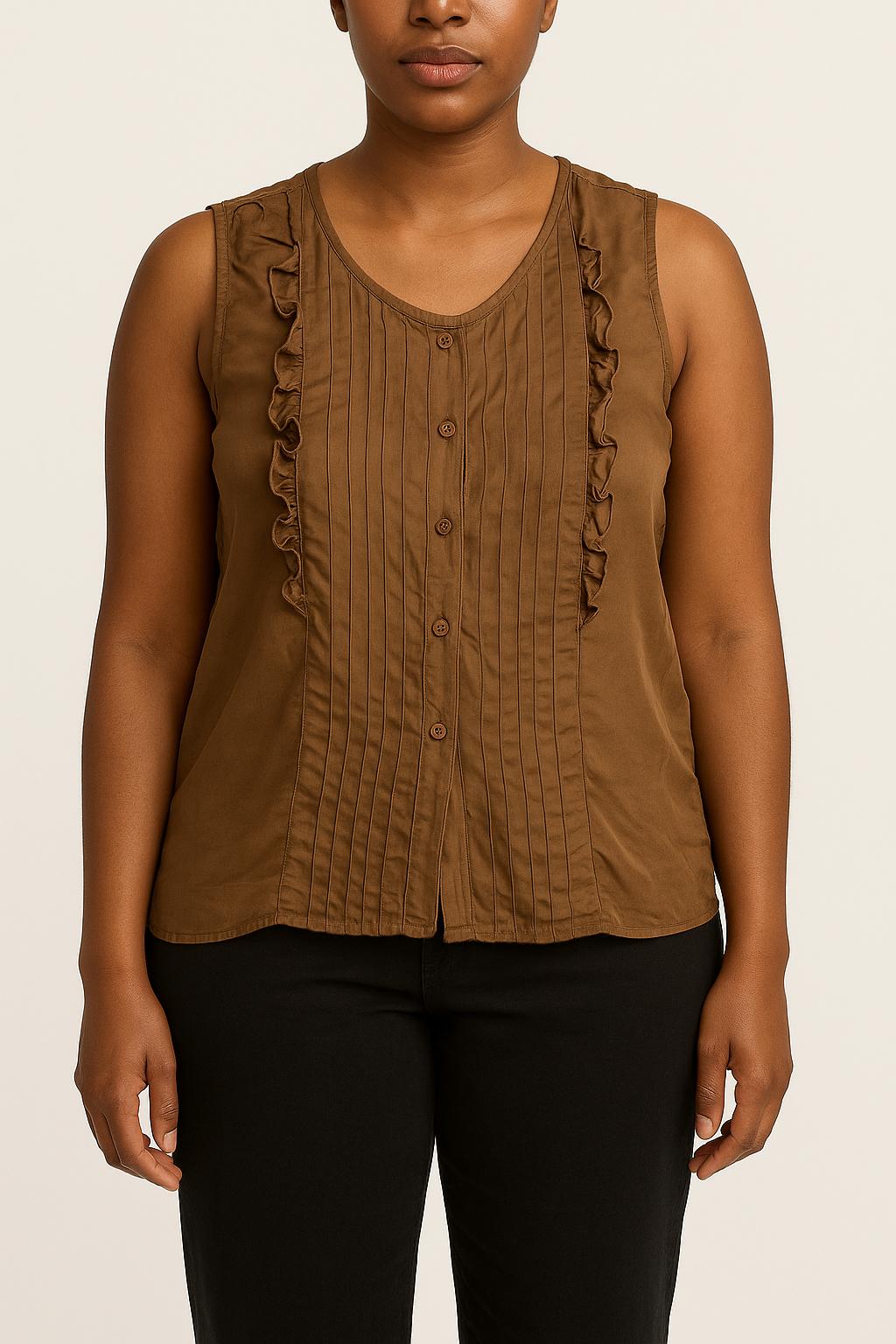 Blouse Sans Manches Marron - Taille XL/42 de la marque La Fée Maraboutée | PARAD50763 - Vendu par Paradigme - Image 1