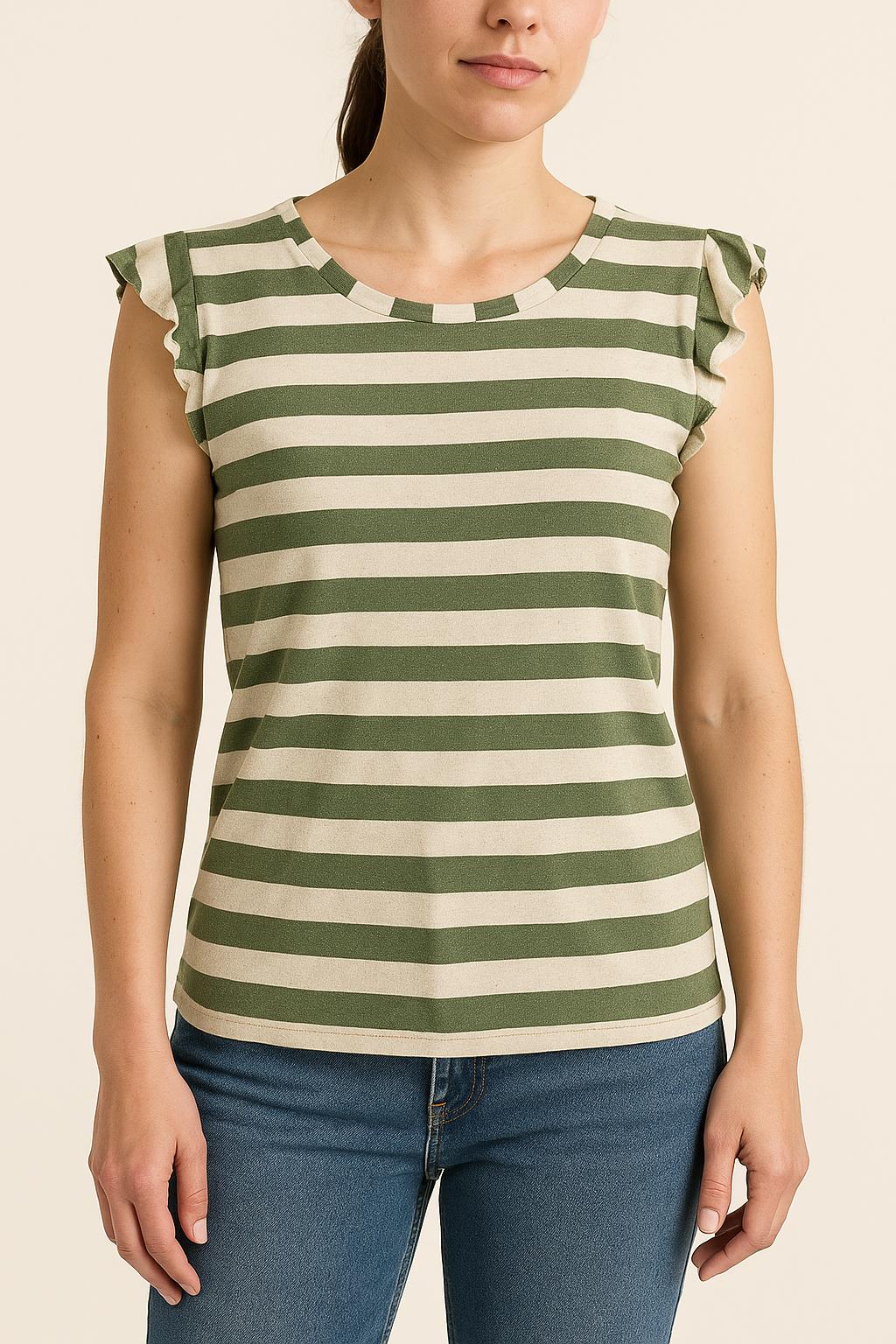 Tee-shirt Vert et Blanc - Taille M/38 de la marque La Fée Maraboutée | PARAD50769 - Vendu par Paradigme - Image 1
