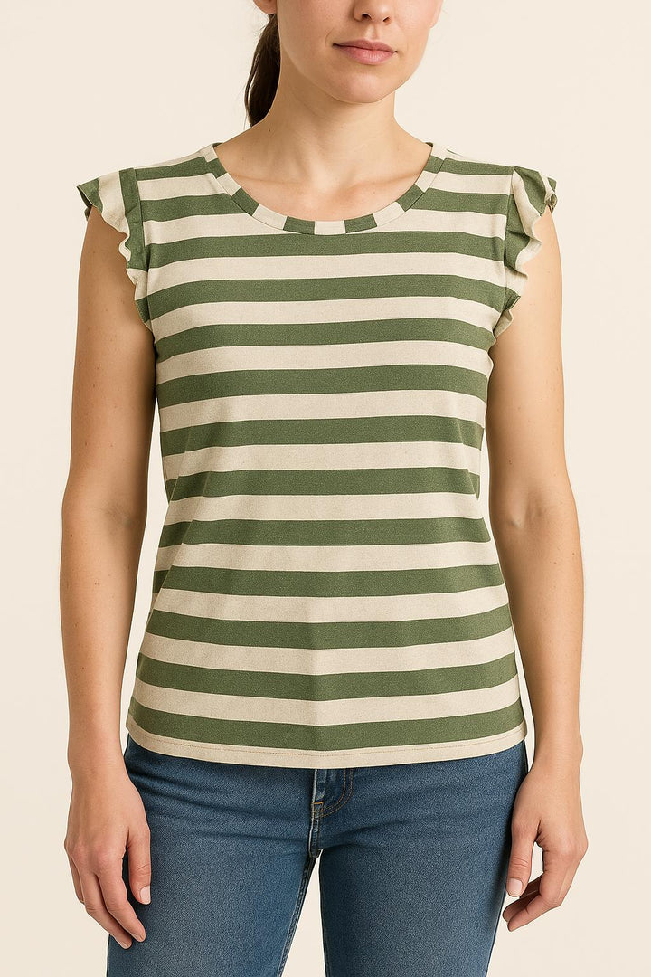 Tee-shirt Vert et Blanc - Taille M/38 de la marque La Fée Maraboutée | PARAD50769 - Vendu par Paradigme - Image 1