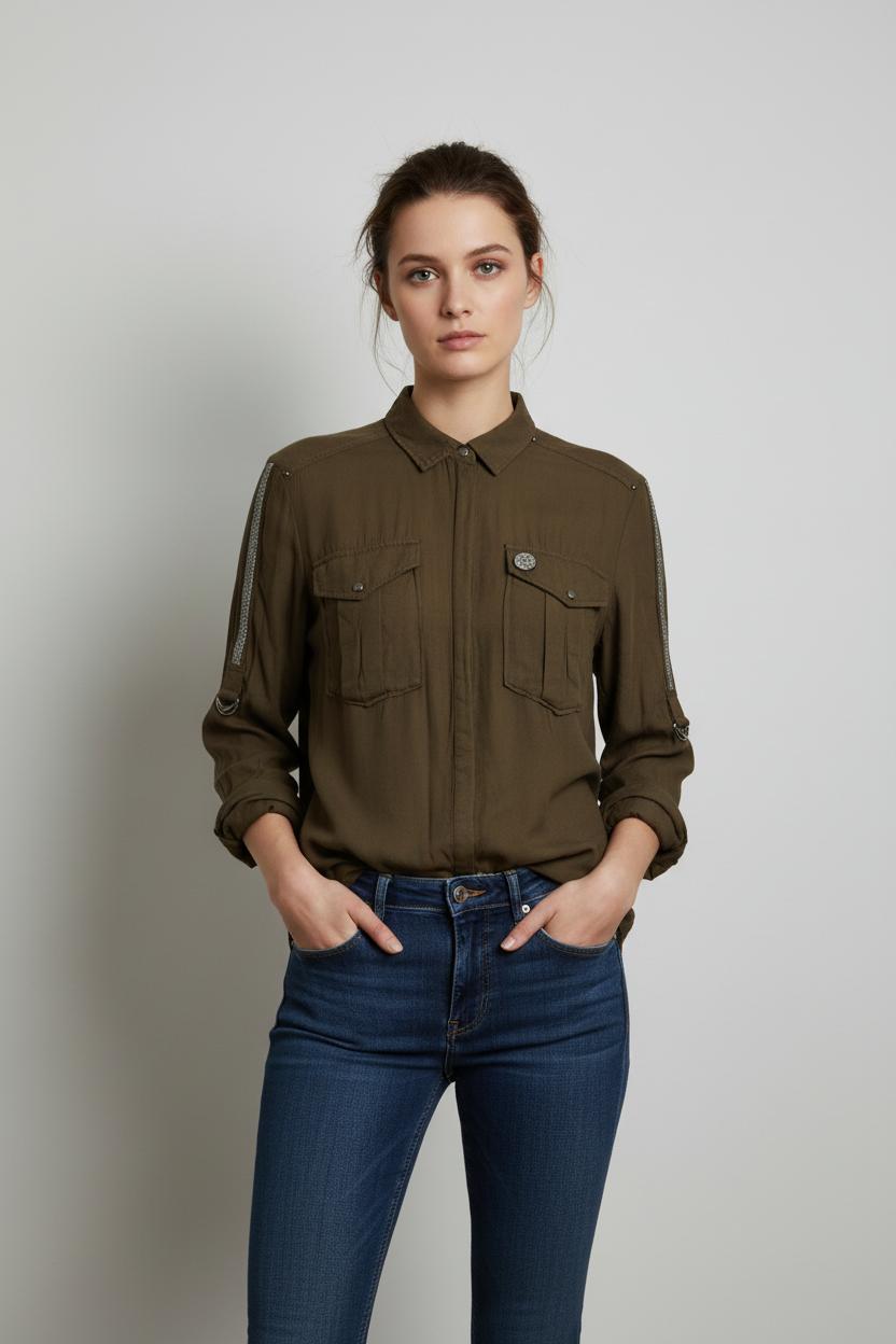 Chemise Verte - Taille S/36 de la marque IKKS | PARAD50796 - Vendu par Paradigme - Image 1