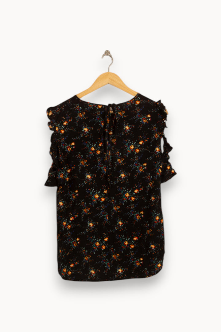 Blouse Noire à Fleurs - Taille M/38 de la marque Sandro | PARAD50811 - Vendu par Paradigme - Image 4