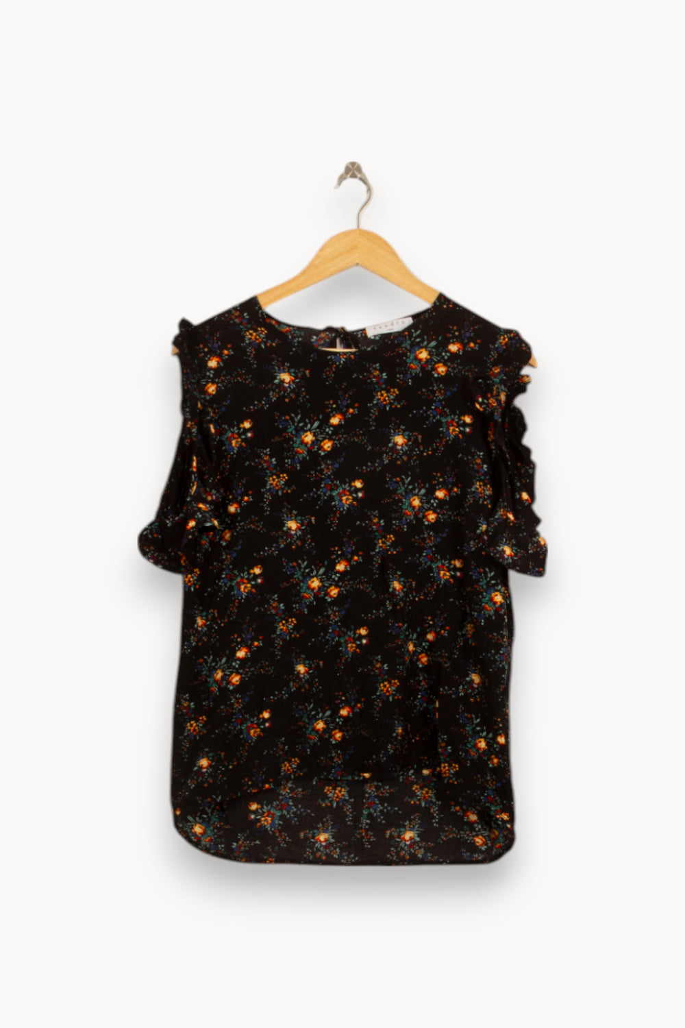 Blouse Noire à Fleurs - Taille M/38 de la marque Sandro | PARAD50811 - Vendu par Paradigme - Image 2