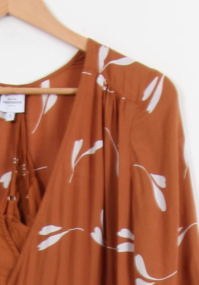Robe Longue Marron et Blanche - Taille S/36 de la marque Petite Mendigote | PARAD50886 - Vendu par Paradigme - Image 3
