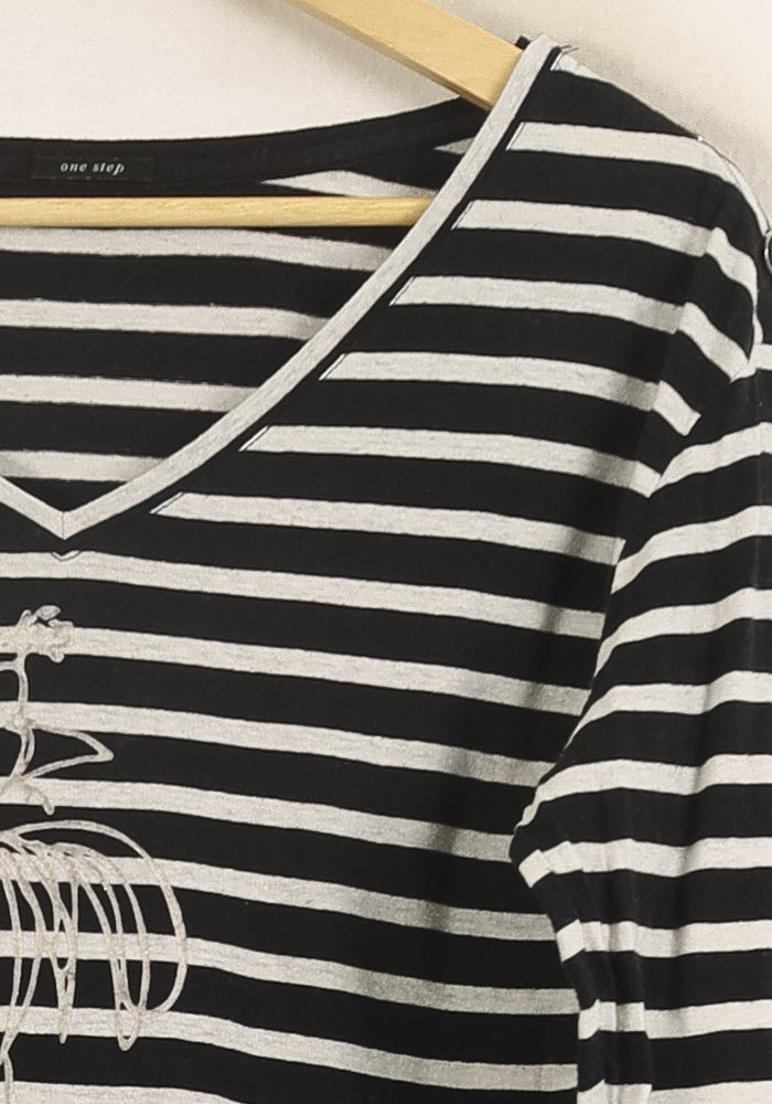 T-shirt Noir et Blanc - Taille S/36 de la marque One Step | PARAD50970 - Vendu par Paradigme - Image 3