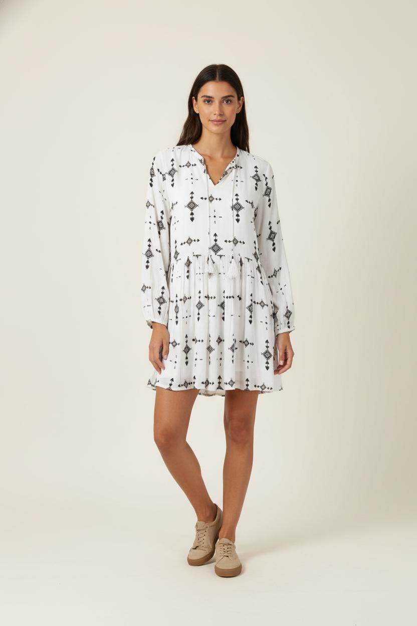 Robe Courte Blanche et Noire - Taille S/36 de la marque IKKS | PARAD51213 - Vendu par Paradigme - Image 1
