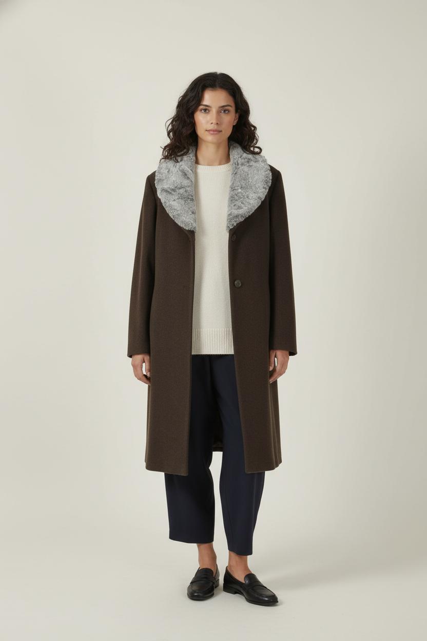 Manteau Marron et Gris - Taille XL/42 de la marque Caroll | PARAD51230 - Vendu par Paradigme - Image 1