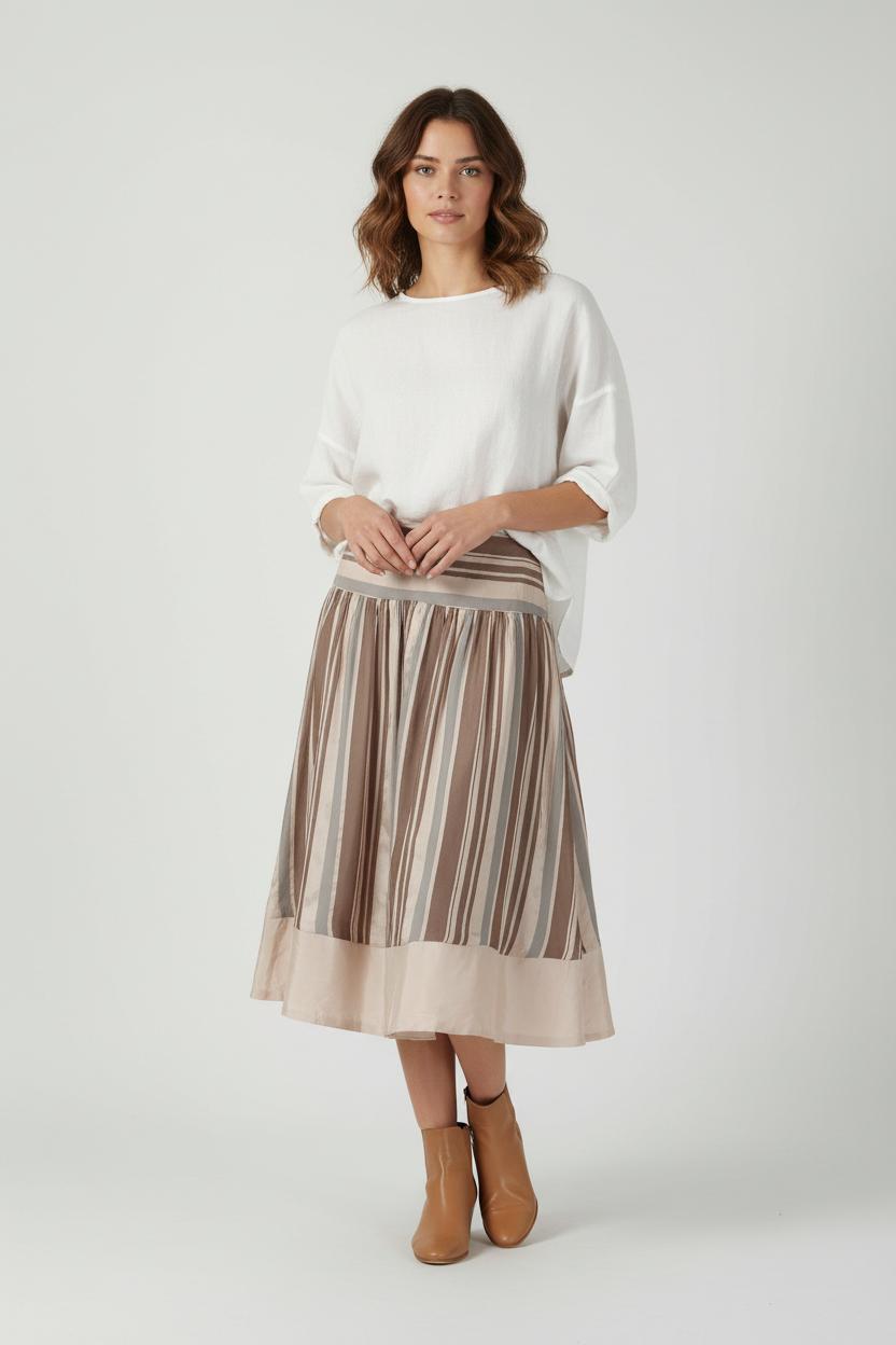 Jupe Midi Beige et Marron - Taille L/40 de la marque Maison 123 | PARAD51249 - Vendu par Paradigme - Image 1