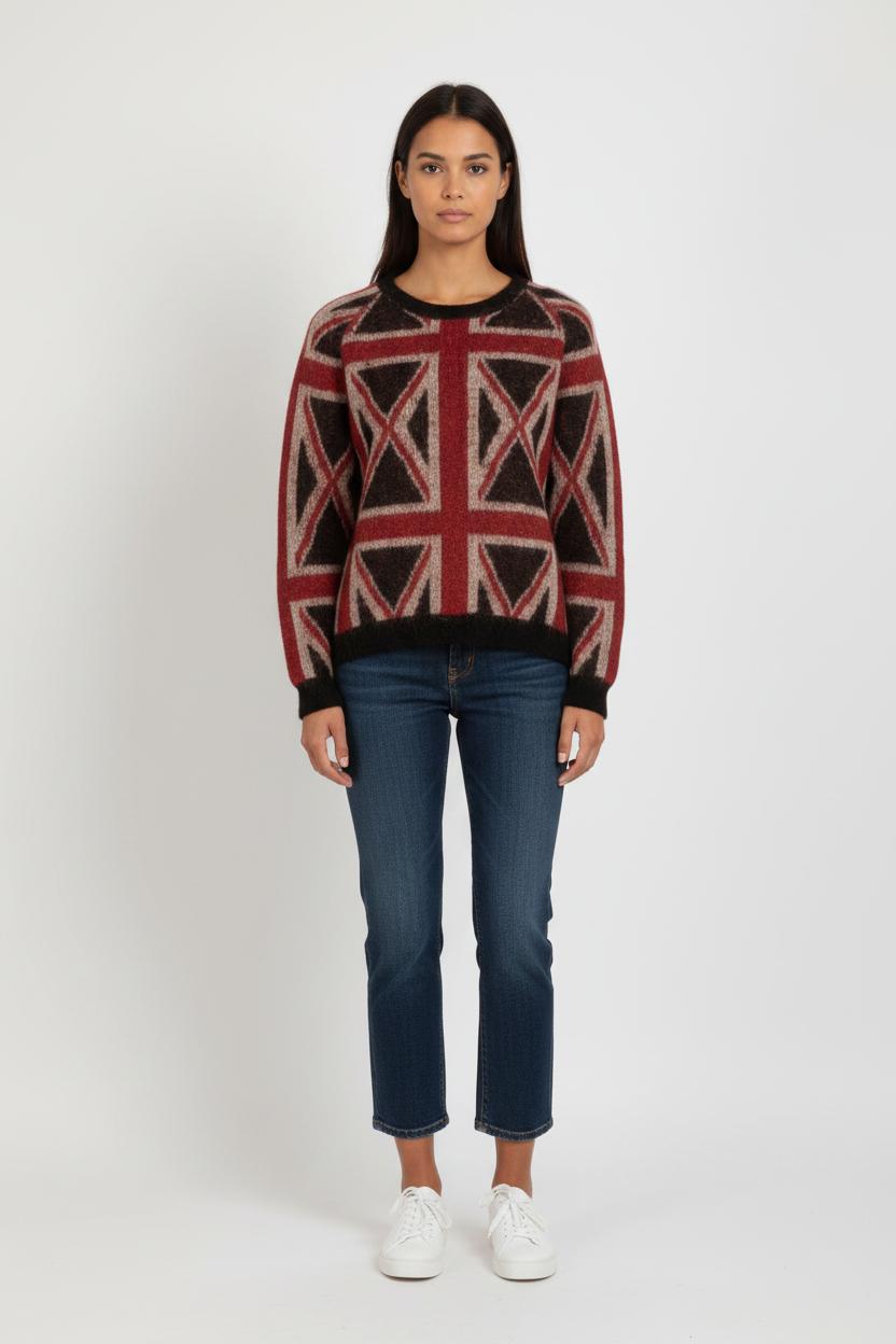 Pull Bordeaux et Noir - Taille M/38