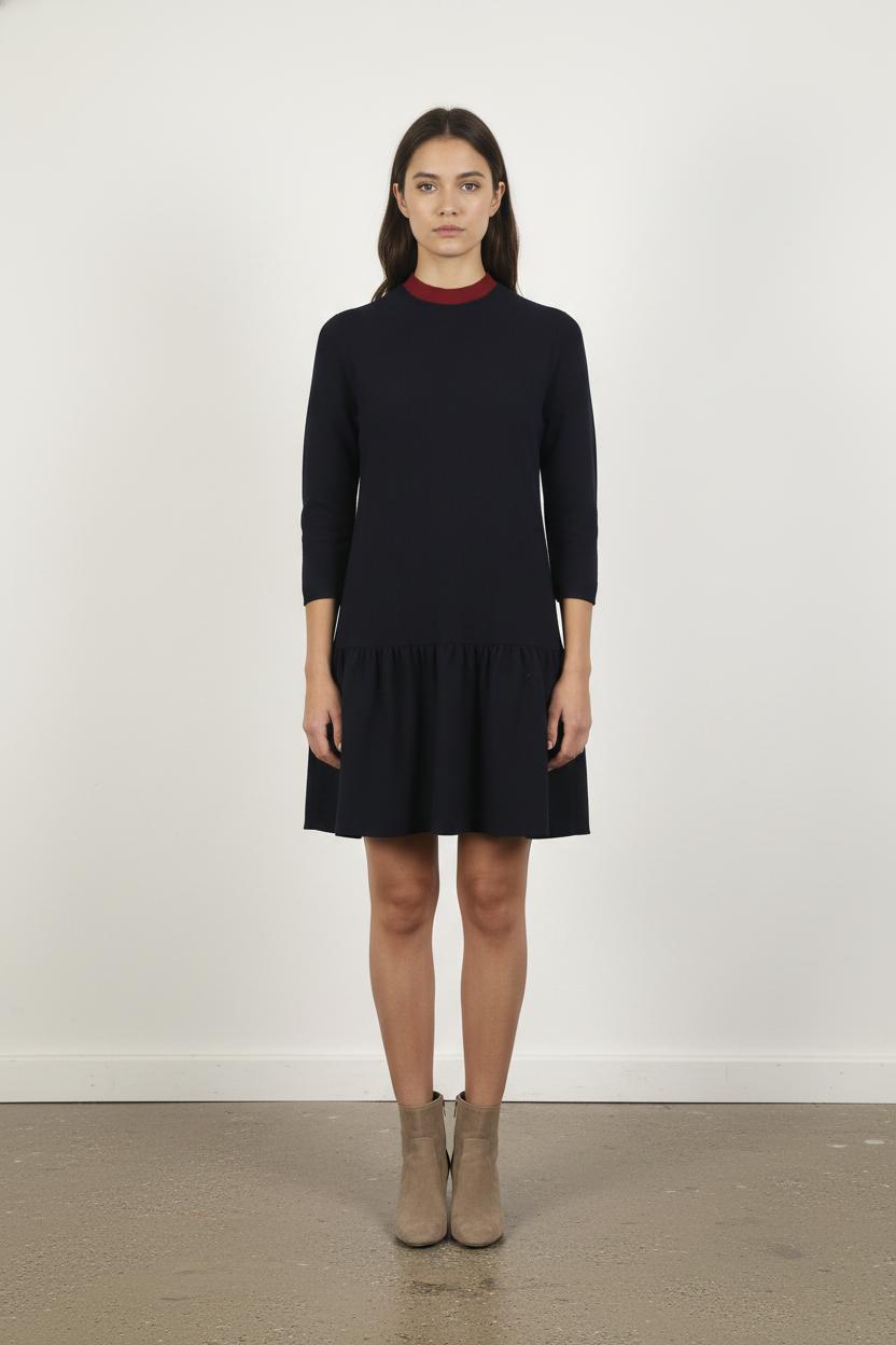 Robe Midi Bleu et Bordeaux - Taille S/36