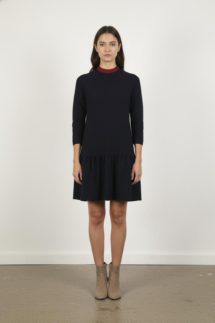 Robe Midi Bleu et Bordeaux - Taille S/36