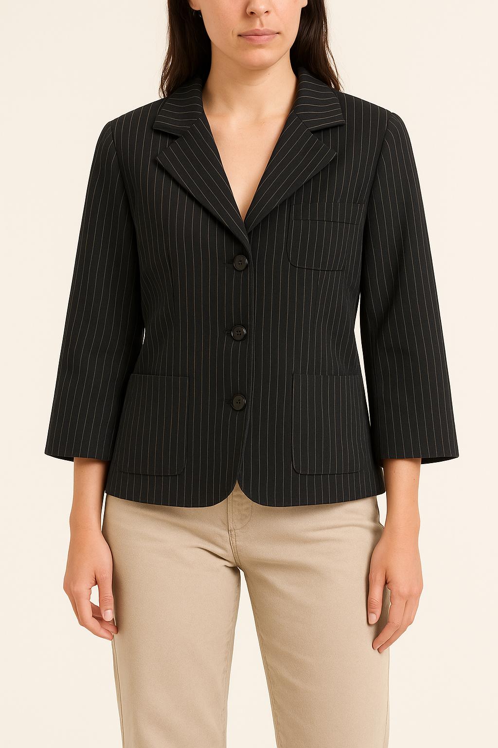 Veste Noire à Rayures - Taille M/38 de la marque Max Mara | PARAD51310 - Vendu par Paradigme - Image 1
