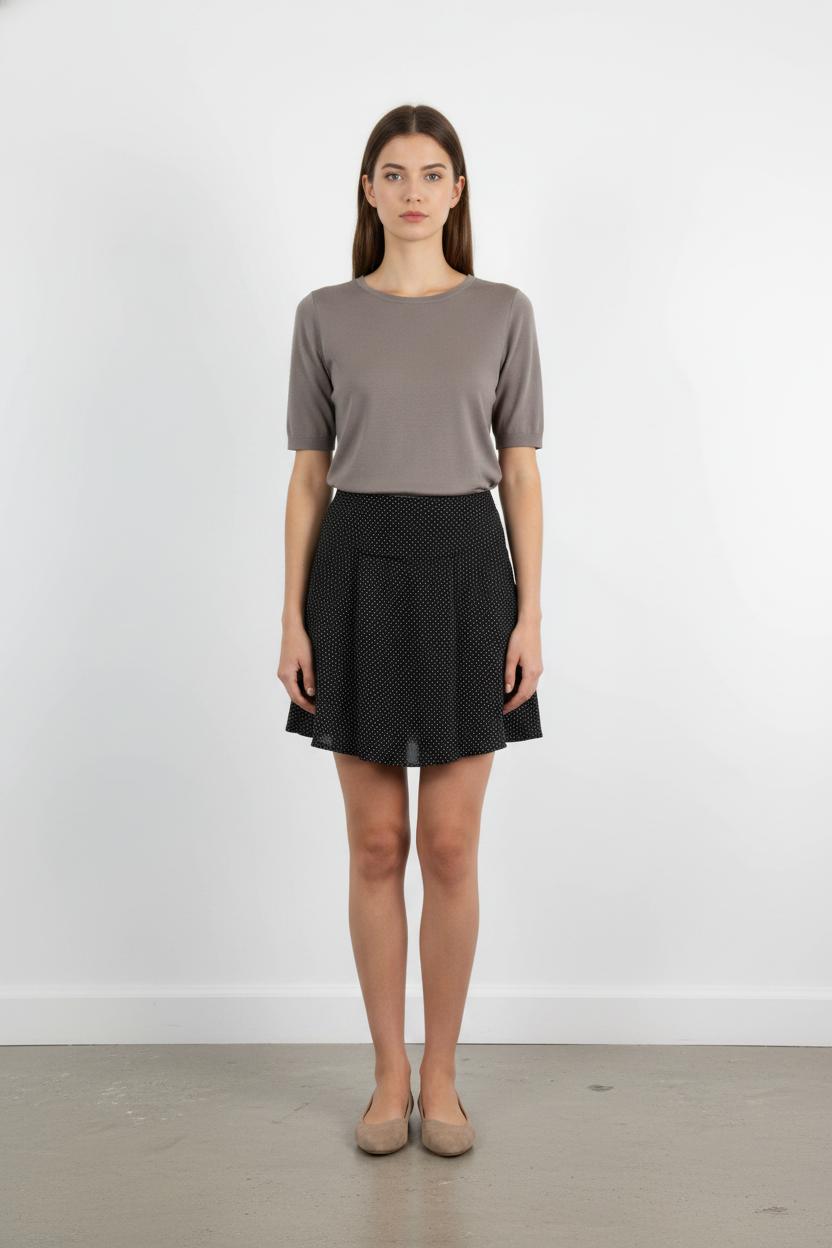Jupe Noire à Pois Blancs - Taille L/40