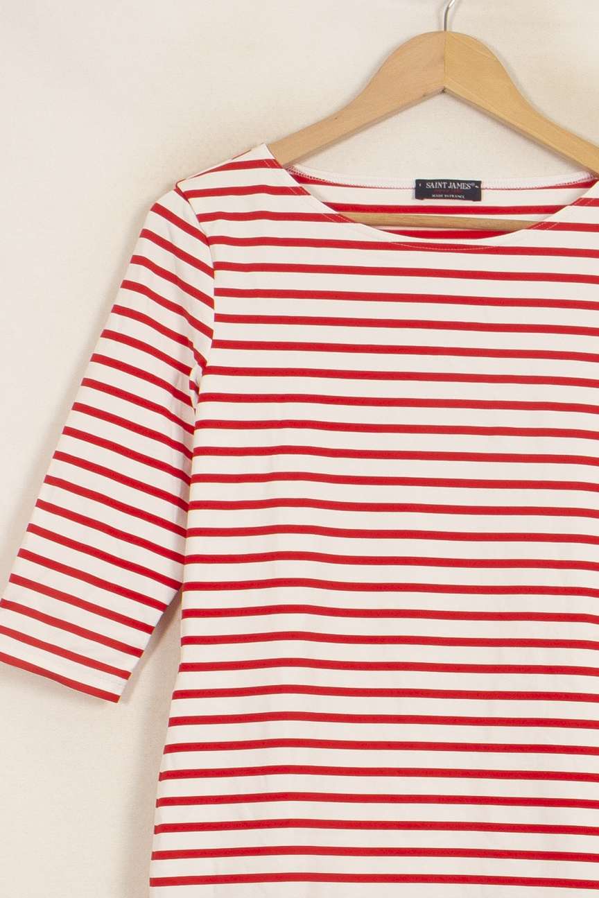 Robe Midi Rayée Blanche et Rouge - Taille L/40 de la marque Saint James | PARAD51339 - Vendu par Paradigme - Image 3