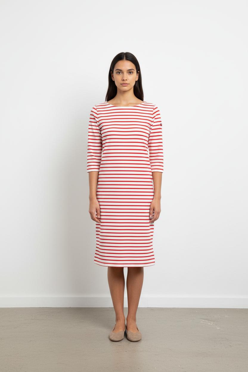 Robe Midi Rayée Blanche et Rouge - Taille L/40