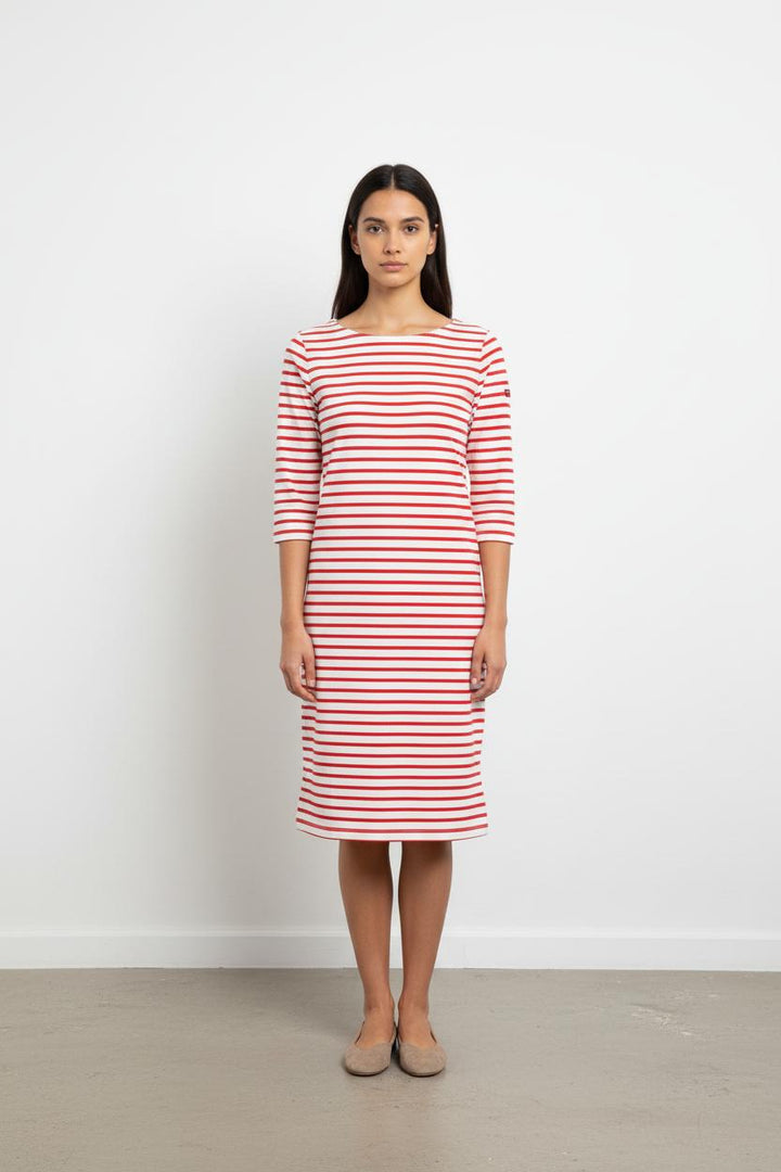 Robe Midi Rayée Blanche et Rouge - Taille L/40