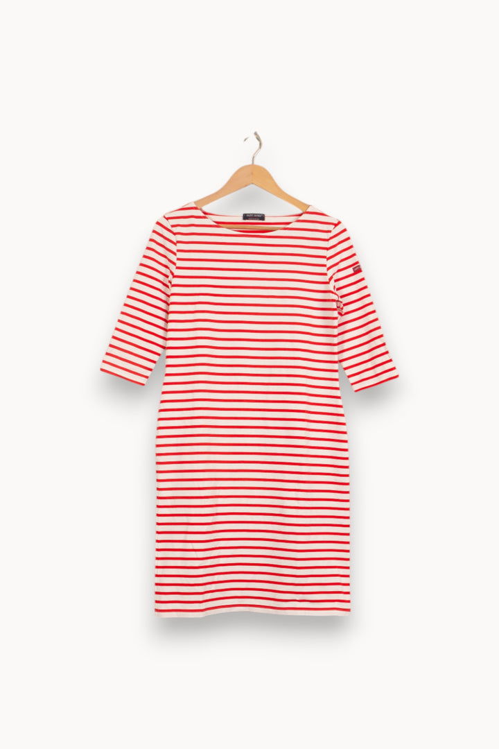 Robe Midi Rayée Blanche et Rouge - Taille L/40 de la marque Saint James | PARAD51339 - Vendu par Paradigme - Image 2
