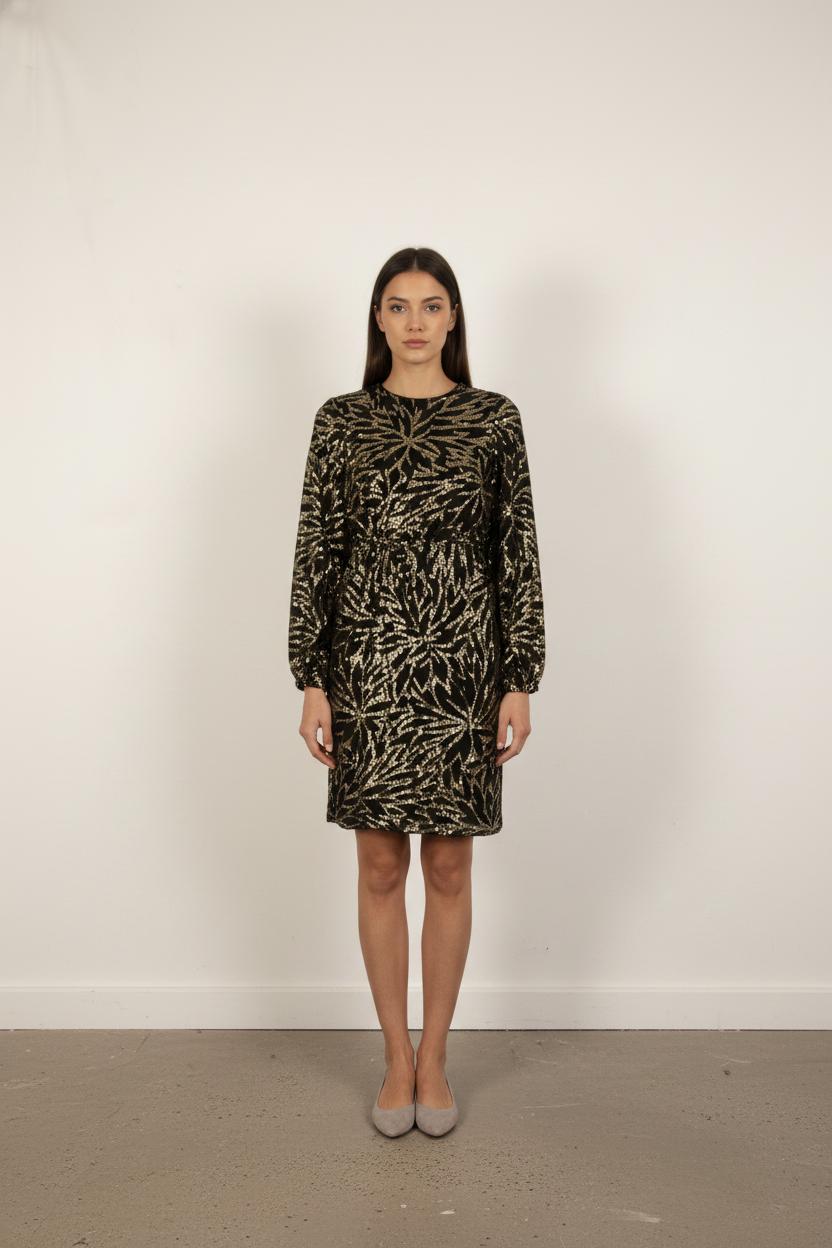 Robe Courte Noire et Dorée - Taille XS/34