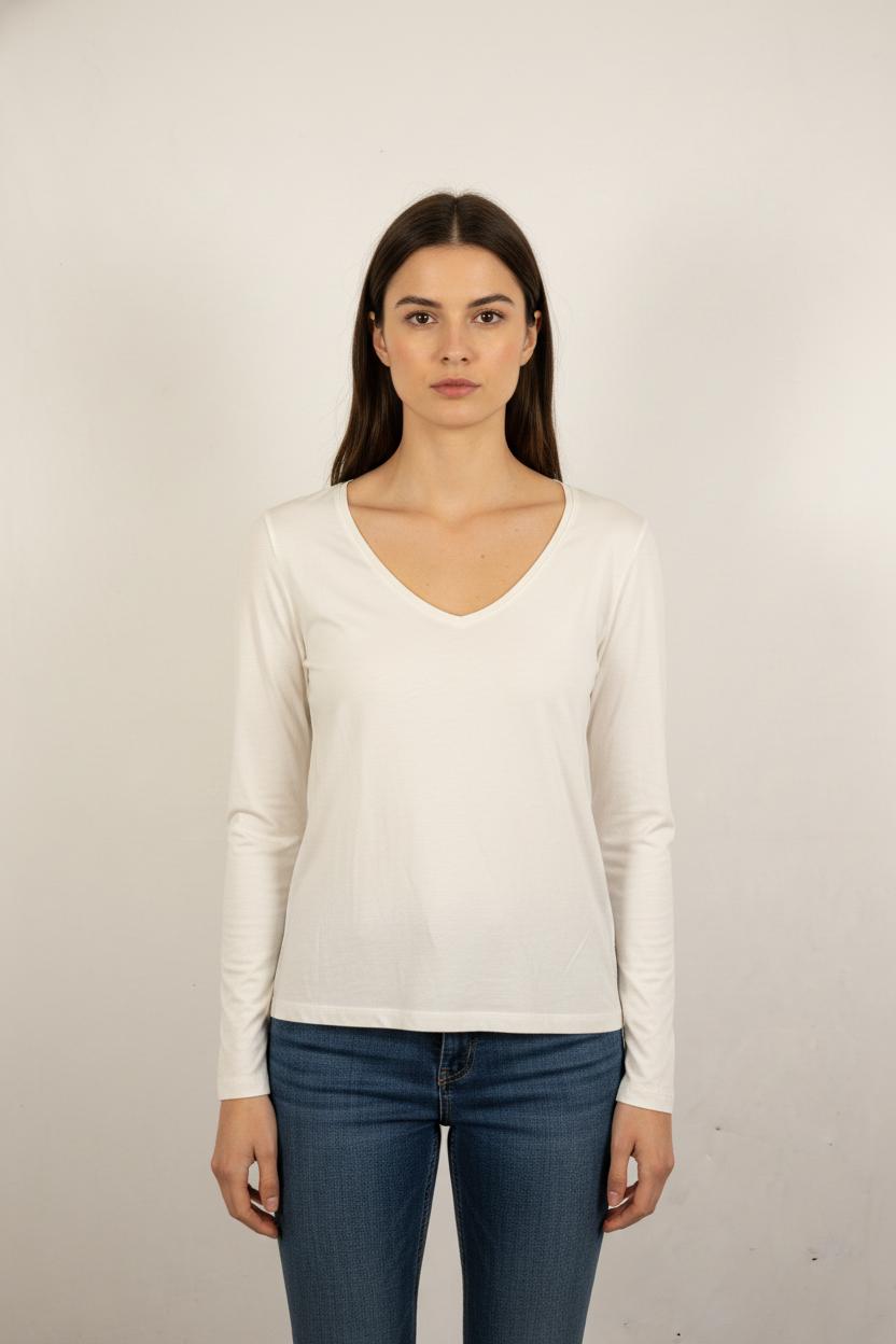 T-shirt Manches Longues Blanc - Taille T.U.