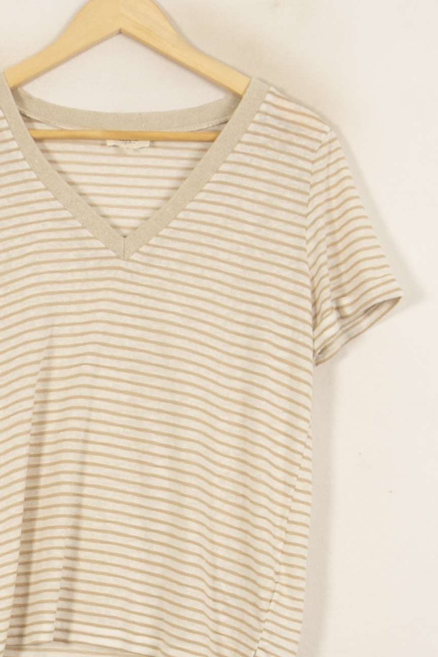 Tee-shirt À Rayures Beige et Blanc - Taille L/40 de la marque Grace & Mila | PARAD51493 - Vendu par Paradigme - Image 3