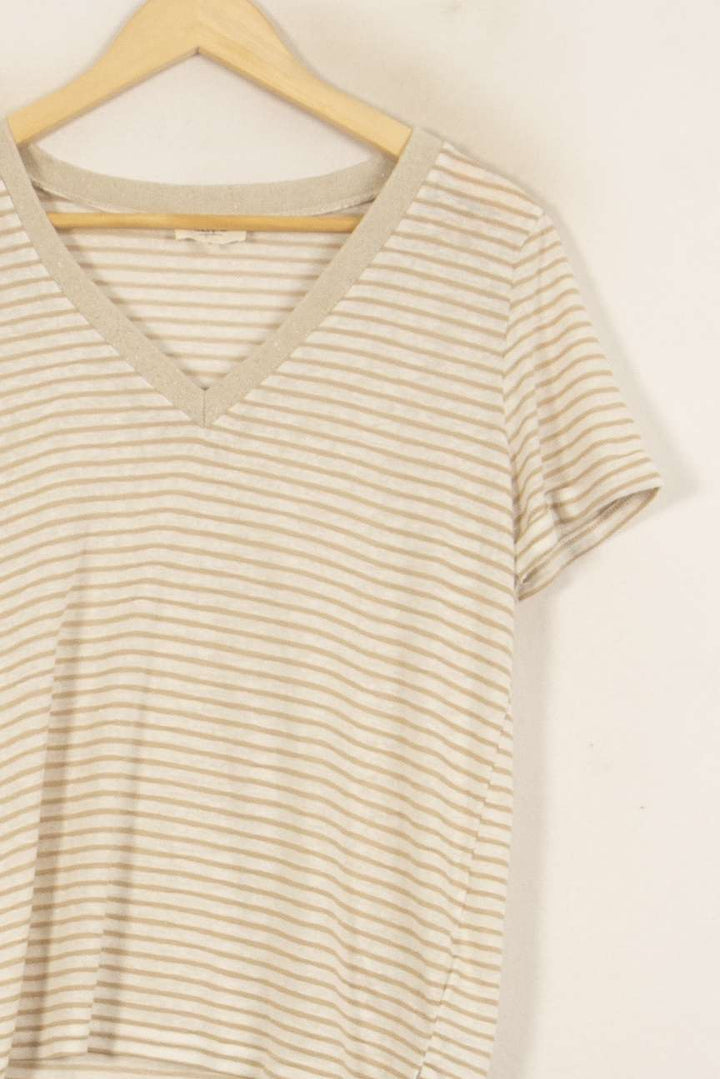 Tee-shirt À Rayures Beige et Blanc - Taille L/40 de la marque Grace & Mila | PARAD51493 - Vendu par Paradigme - Image 3