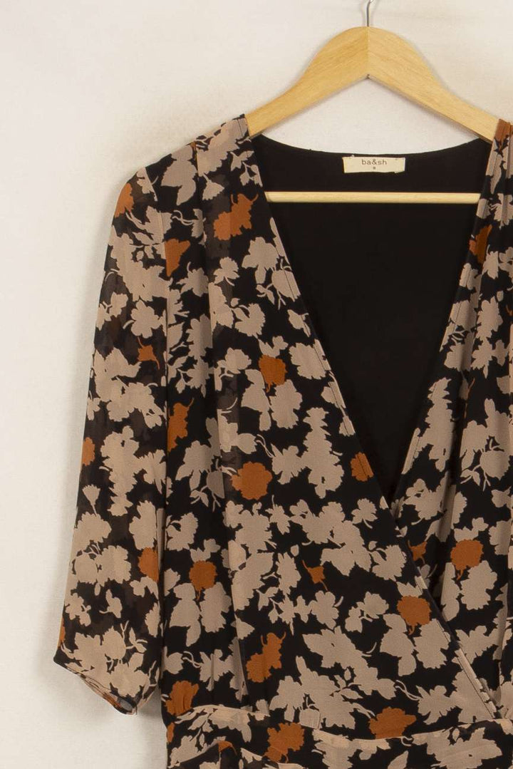 Robe Courte Noire Beige et Orange - Taille XS/34 de la marque ba&sh | PARAD51580 - Vendu par Paradigme - Image 3