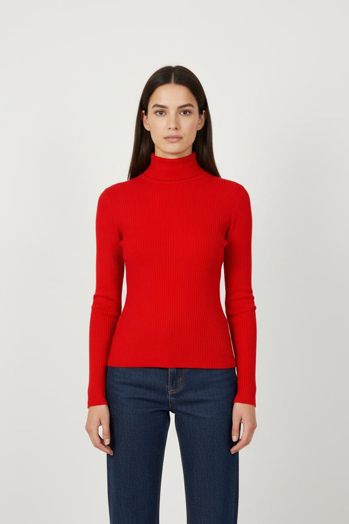 Pull Col Roulé Rouge - Taille XS/34