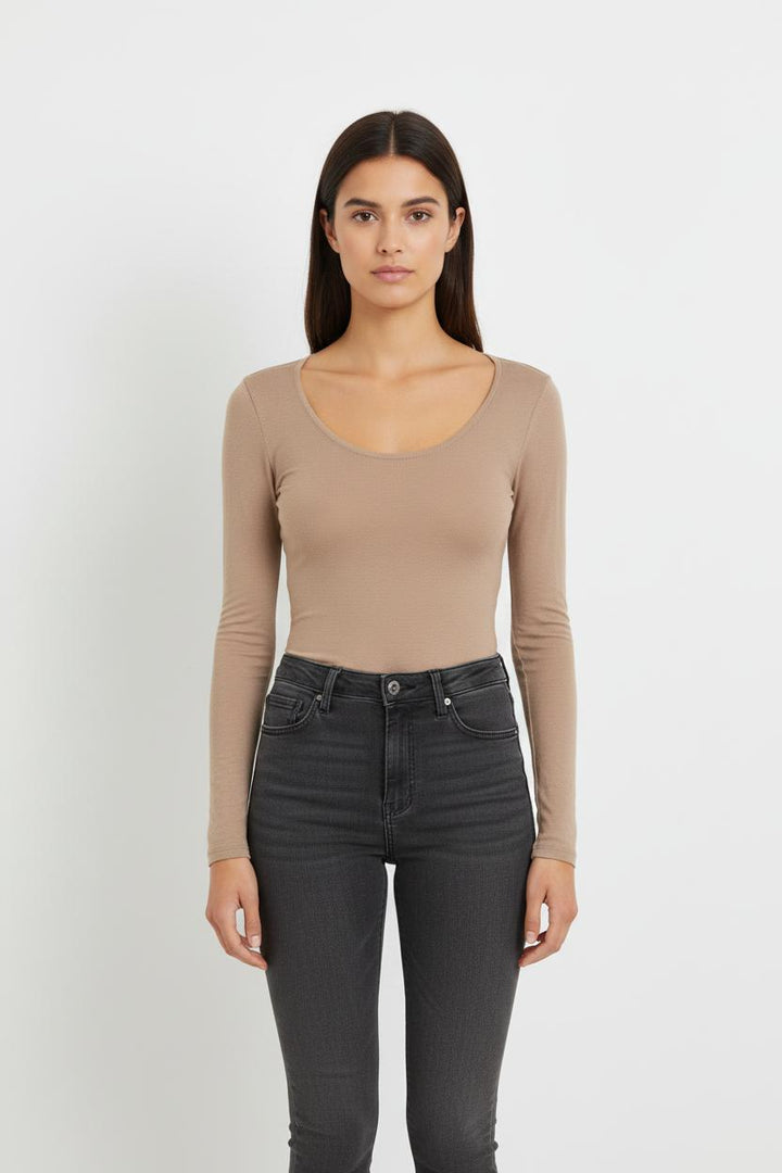 T-shirt Manches Longues Beige - Taille S/36
