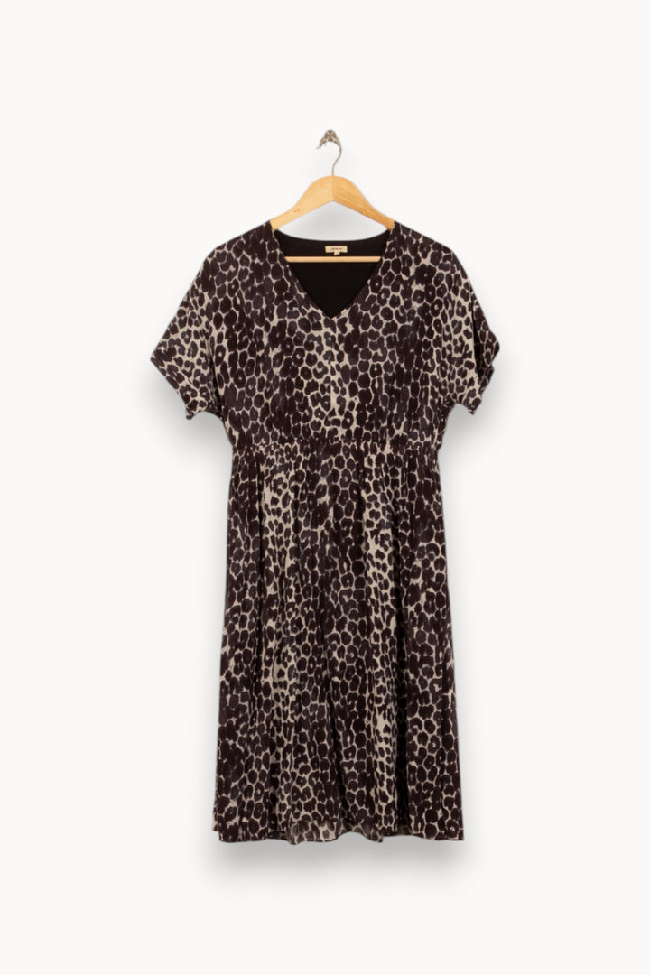Robe Longue Léopard Marron et Beige - Taille S/36 de la marque Bellerose | PARAD51649 - Vendu par Paradigme - Image 2
