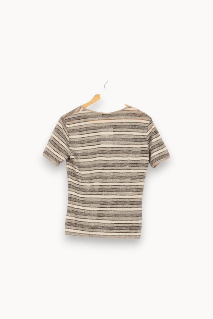 T-shirt Rayé Beige et Noir - Taille XXXL/46 de la marque Caroll | PARAD51712 - Vendu par Paradigme - Image 4