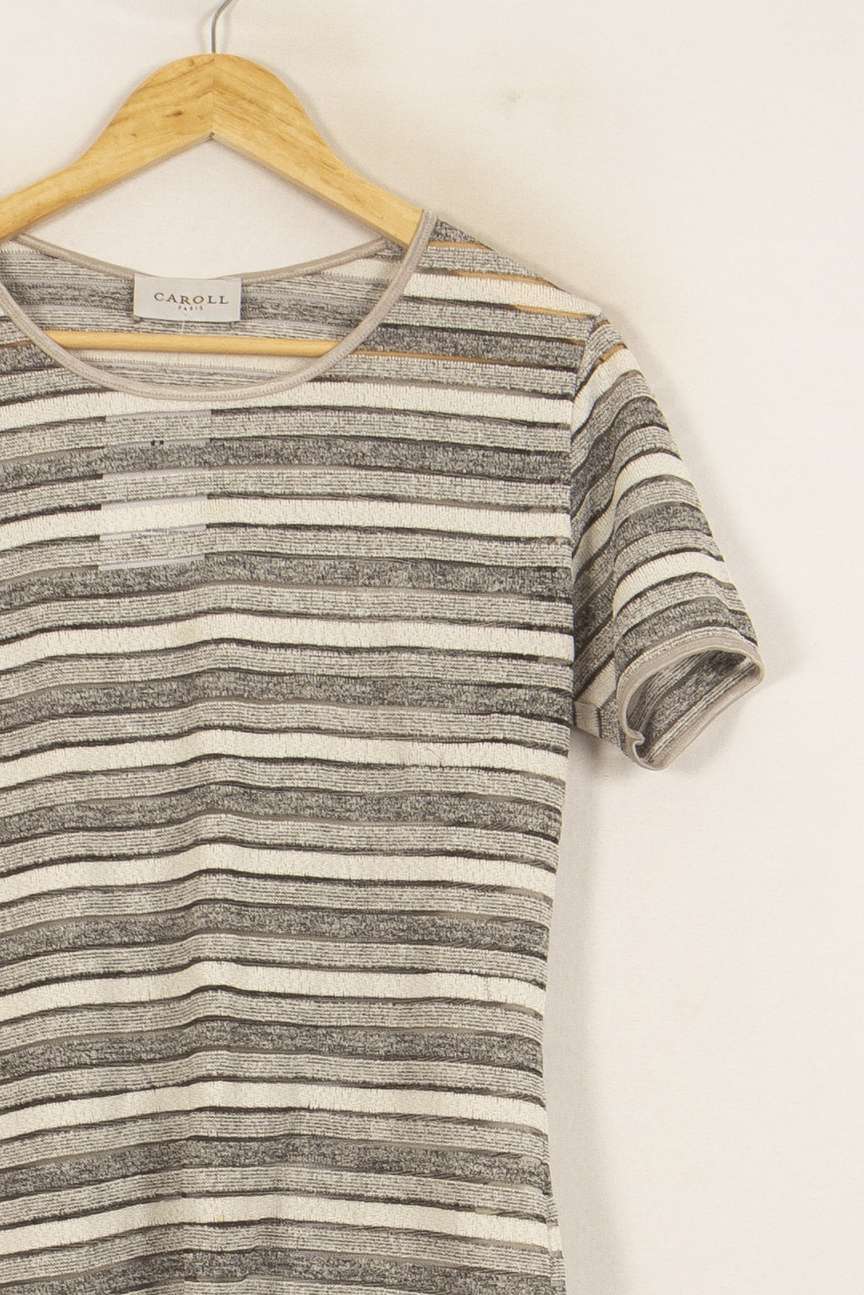 T-shirt Rayé Beige et Noir - Taille XXXL/46 de la marque Caroll | PARAD51712 - Vendu par Paradigme - Image 3