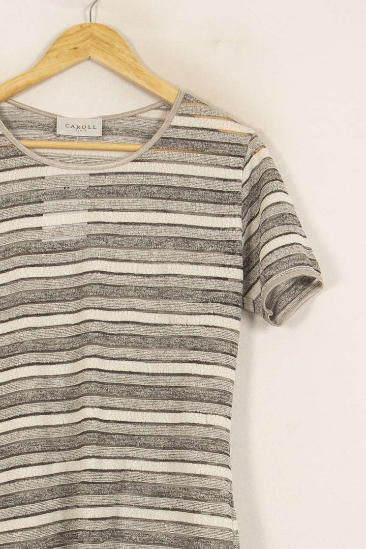 T-shirt Rayé Beige et Noir - Taille XXXL/46 de la marque Caroll | PARAD51712 - Vendu par Paradigme - Image 3