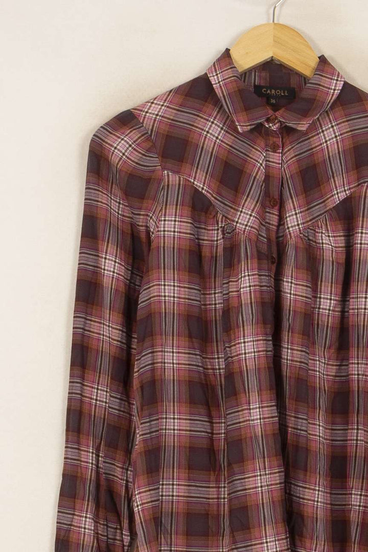 Chemise à Carreaux Violette et Rouge - Taille S/36 de la marque Caroll | PARAD51718 - Vendu par Paradigme - Image 3