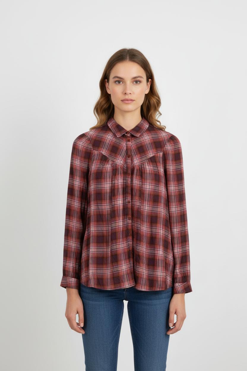 Chemise à Carreaux Violette et Rouge - Taille S/36
