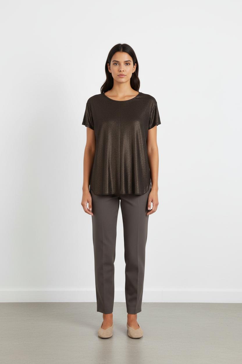 Tee-shirt Manche Courte Marron - Taille L/40