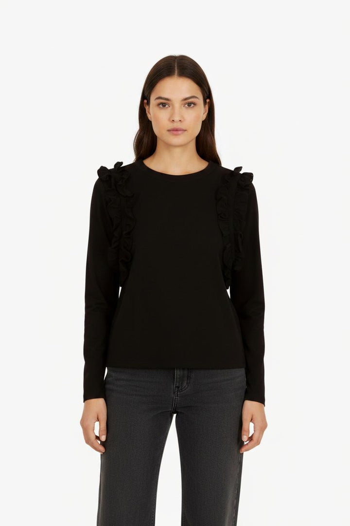 Sweat À Volants Noir - Taille S/36