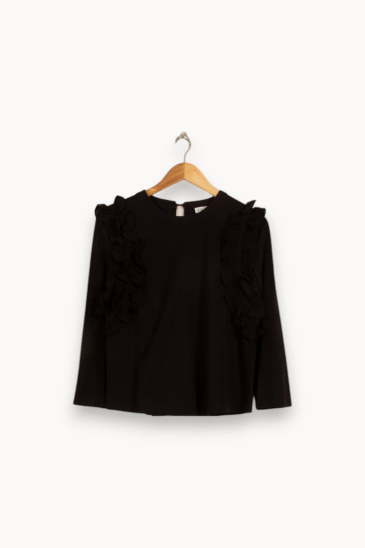 Sweat À Volants Noir - Taille S/36 de la marque Claudie Pierlot | PARAD51758 - Vendu par Paradigme - Image 2