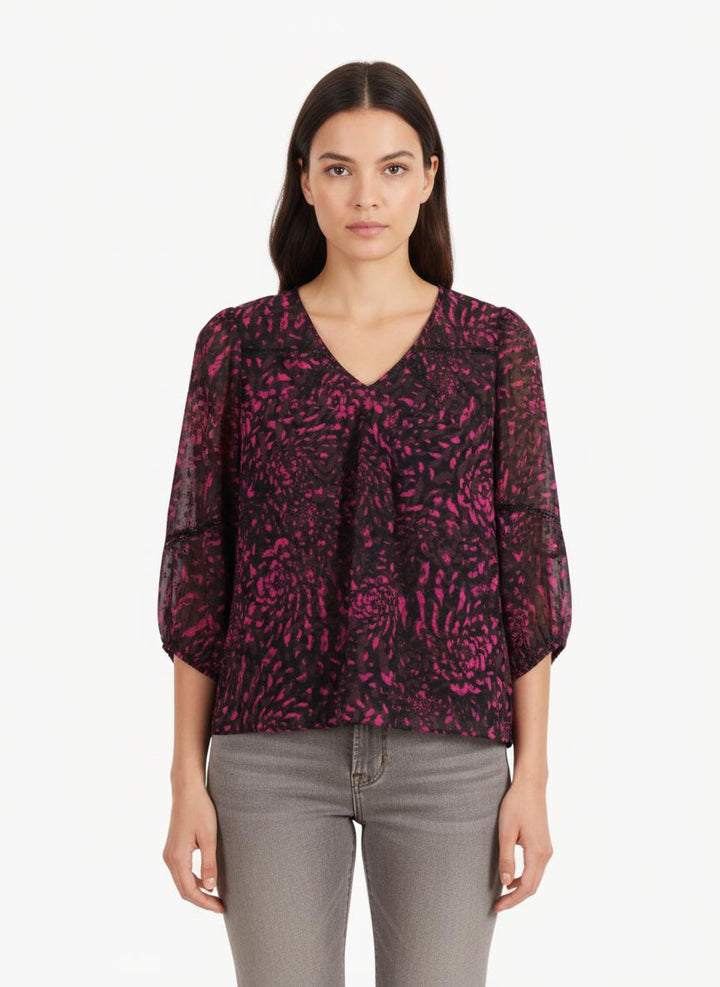 Blouse Noire et Rose - Taille XL/42